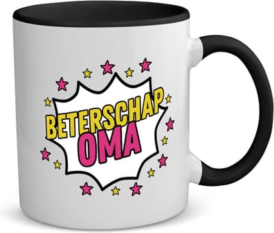 Akyol - beterschap oma koffiemok - theemok - zwart - Beterschap - een oma die ziek is of iets gebroken heeft - cadeau voor zieke oma - ziek - koorts - snel beter worden - cadeau - beterschap cadeau - kado - gift - geschenk - 350 ML inhoud