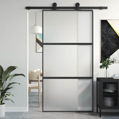 vidaXL - Schuifdeur - 102,5x205 - cm - gehard - glas - en - aluminium - zwart