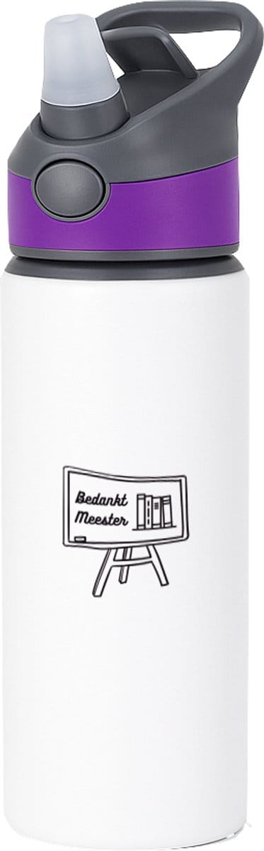 Hacebo® - Bedankt meester waterfles met rietje paars - Meester - Meester - Leraar - water fles - 650ML