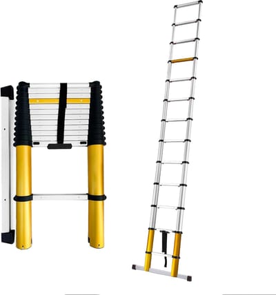 Telescopische Ladder - Inklapbare Ladder - Klus Klussen - 150 kg Draagkracht - 3.88 Meter Hoog - Zilverkleurig