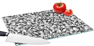 Glazen Snijplank - 39x28 - Bloemen - Zentangle - Patronen - Snijplanken Glas