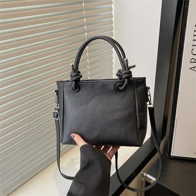 Nieuwe Zomer Koreaanse Mode Eenvoudige Litchi Patroon Handgemaakte Emmer Tas Niche Ontwerp Commuter Crossbody Tas voor Vrouwen white