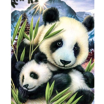 Diamond Painting Hars Diamant Borduurwerk Ronde Boor Diamant Mozaïek Handwerk  Schattige Panda's 40X50CM