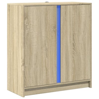 vidaXL - Dressoir - met - LED - 77x34x85 - cm - bewerkt - hout - sonoma - eikenkleurig