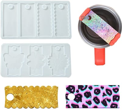 Dailygoods- Siliconen Mallen 2 Stuks - Rechthoekige Vorm - Naamplaatjes - Vlinder/Bloem/Blad - Voor DIY Creaties - Hoogwaardige Siliconen - Vormpjes