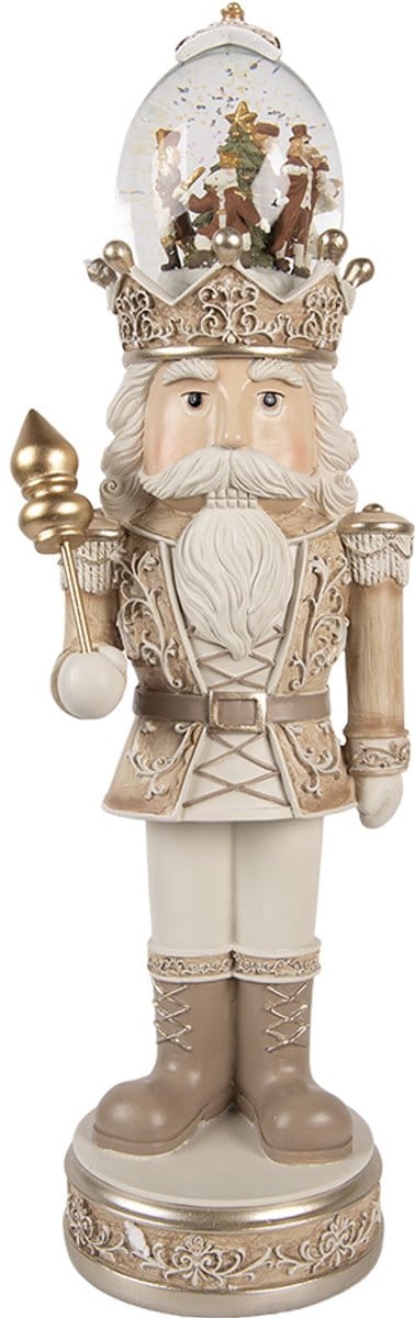 Clayre & Eef Kerstdecoratie met LED-verlichting en muziek Notenkraker 14x14x49 cm Beige Kunststof