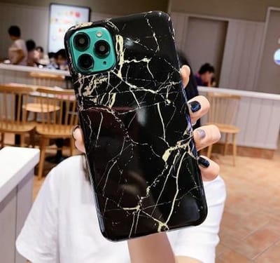 ShieldCase telefoonhoesje geschikt voor Apple iPhone 12 / 12 Pro - 6.1 inch hoesje marmer - zwart + glazen Screen Protector