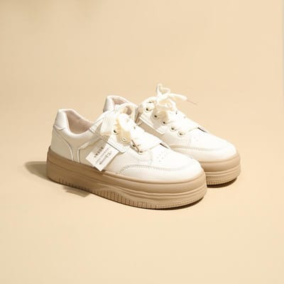 Dames Sneakers met Dikke Zool Lente en Herfst Nieuwe Veelzijdige Ademende Witte Schoenen Niche Hoogteverhogende Sport Casual Schoenen 40