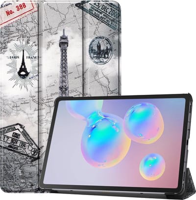 Hoes - Geschikt voor Samsung Galaxy Tab S6 Lite - Dun & Stevig - Trifold Bookcase - Hard Cover - Hardcover Book Case - Tablet Hoesje - Eiffeltoren