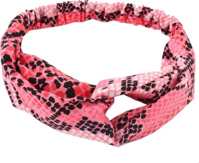 Haarsoires Haarband Twist 5cm – Slangenprint – Gladde Stof – Zwart Roze - Zachte Knoop Hoofdband - Haaraccessoire voor Dames & Meisjes