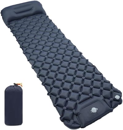 Dailygoods - 1 stuk opblaasbare campingslaapmat, zelfopblaasbaar campingmatras, ultralicht, opblaasbare matras, ultralicht, met voetpomp, voor camping, reizen, tent (1-zits)