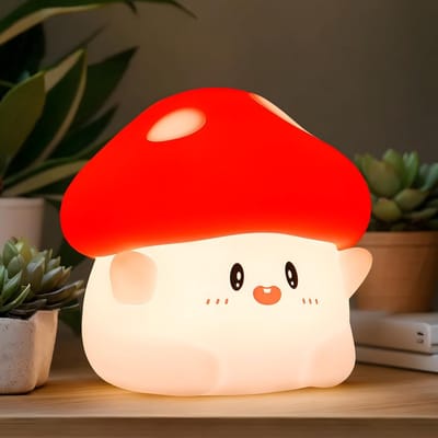 Daity Paddenstoel nachtlampje - schattige zachte LED-lamp van siliconen - oplaadbaar - nachtlampje voor de kinderkamer met 2 dimstanden - aanraaklamp voor op het bed voor de slaapkamer - kinderkamer - decoratie met paddenstoel als cadeau