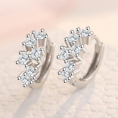 Boucles d'oreilles en argent sterling 925 100 % véritable avec cercle en cristal pour femmes, fabrication de bijoux, cadeau de mariage, fête de fiançailles gray
