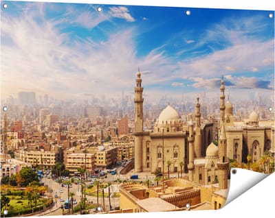 Gards Tuinposter Moskee in Cairo, Egypte - 120x80 cm - Tuindoek - Tuindecoratie - Wanddecoratie buiten - Tuinschilderij