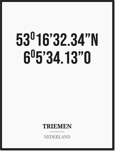 Poster/kaart TRIEMEN met coördinaten