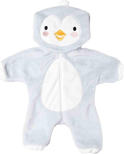 Heless Poppenonesie Pinguïn Junior Fluweel Wit/grijs