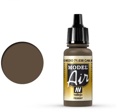 Vallejo Hobbyverf Acrylverf - 71038 Model Air Camouflage medium Brown - Acryl Verf flesje - 17 ml
