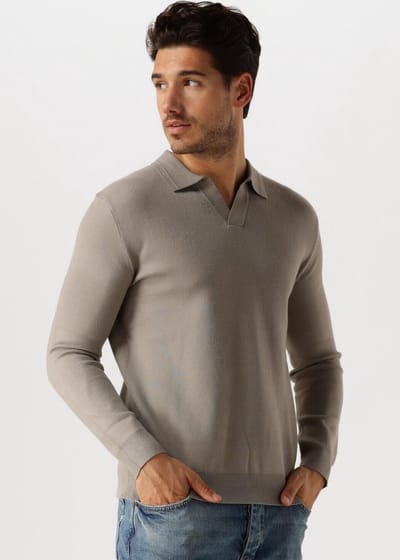 PURE PATH Regular Fit Knitwear Polo808 Polo's & T-shirts Heren - Polo shirt - Taupe - Maat S