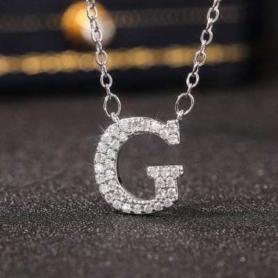 925 Sterling Zilver Schakelketting Zircon Letter A-Z Bedel Ketting Hanger Voor Vrouwen Mode Sieraden Accessoires Choker dz918 black
