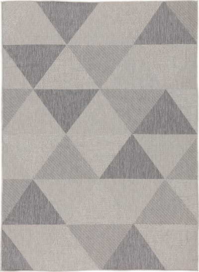 Vloerkleed voor binnen en buiten, Antislip, Balkon Terras Keuken, Geometrisch -Lichtgrijs - 80cm x 150cm - UV- en Weersbestendig, Modern Tuintapijt
