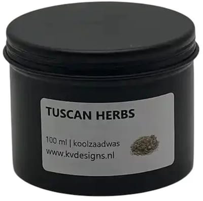 Geurkaars 100ml – Tuscan Herbs – Handgemaakt van Koolzaadwas – 40 branduren – KV DESIGNS