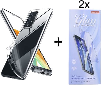 Soft Back Cover Hoesje Geschikt voor: Samsung Galaxy A33 5G Silicone Transparant + 2X Tempered Glass Screenprotector - ZT Accessoires