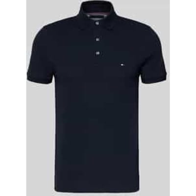 Tommy Hilfiger 1985 Pique Mode Casual Zakelijk Pendelaar Old Money Stijl Tennis Golf Outfit Effen Kleur Slim Fit Poloshirt Heren tops MW0MW17771DW5 L black