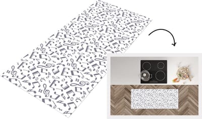 Keukenloper - Loper keuken - Muzieknoten - Patronen - Muziek - 120x50 cm - Keukenloper vinyl