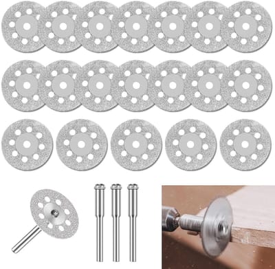 20x Diamant Doorslijpschijven Mini 22mm Inclusief 4x 3mm Assen voor Steen, Glas en Tegels