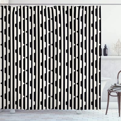 ABAKUHAUS geometrisch douchegordijn – retro lijnen – 175x200 cm, stof