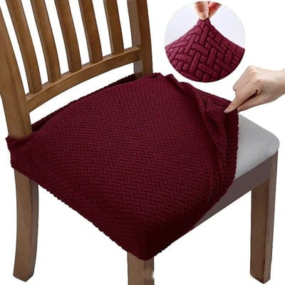 Jacquard Stoelhoezen voor Eetkamer Stretch Afneembare Stoelhoes Anti-vuil Effen Kleur Stoelhoezen Meubelbeschermer 2pcs