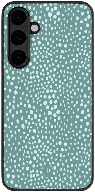 Leuke Telefoonhoesjes - Hoesje geschikt voor Samsung Galaxy S25 FE - Blue dots - Backcover zwart - Gestipt - Blauw