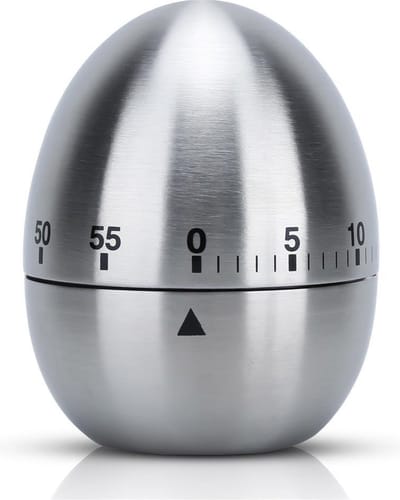 Intirilife eierwekker in SILVER - Roestvrijstalen keukenwekker in elegant eivormig design - Korte kookwekker tot 55 minuten