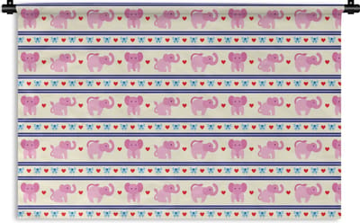 Wandkleed - Wanddoek - Roze - Olifant - Lijn - Design - 90x60 cm - Wandtapijt