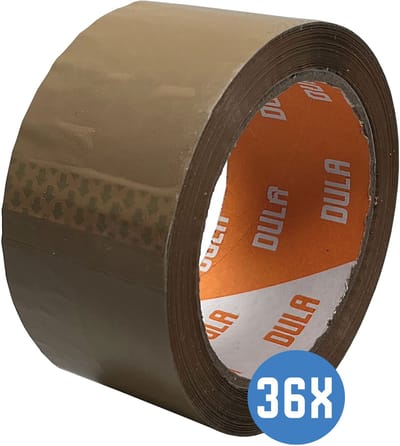 Low noise verpakkingstape Bruin PP acryl - 36 rollen Dozentape - 48mm x 66m - Plakband - DULA