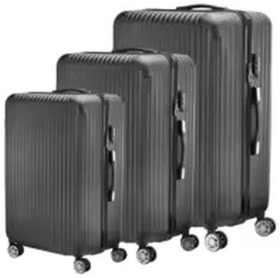 Trendique - Kofferset Reiskofferset - Trolleyset 3 Delig Harde Reiskoffer - 51 / 61 / 71 cm met TSA Slot - Telescopisch Handvat - Zwart - Koffer