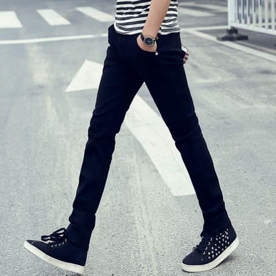 WTEMPO Jeans d'été pour hommes, section fine, couleur unie, ample, extensible, slim, simple, droit, pantalon d'extérieur décontracté pour hommes 34 black