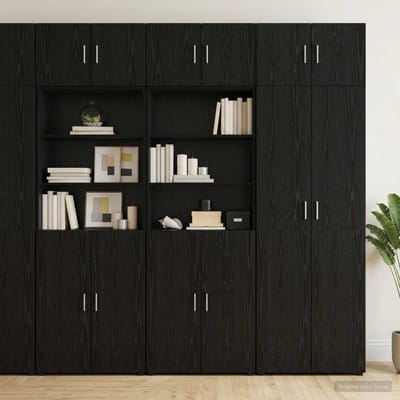 vidaXL - Opbergkast - met - Planken - Zwart - eiken - 70 - x - 42,5 - x - 225 - cm