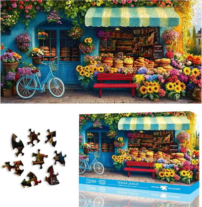 Bloemen Bakkerij Puzzel - 1000 Stukjes - Ontspannen Thuis - Unieke Vormen - 80 x 41.7 cm - Bloemen Bakkerij