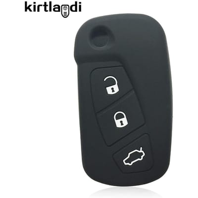 Siliconen Auto Sleutelhoesje voor Ford KA MK2 Urban Street Ka Voertuigen Hoesje Sleutelhouder Sleutelhanger Afstandsbediening Shell Jasje 3 Knoppen 2008-2016 zwart
