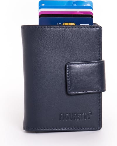 Figuretta Cardprotector Leren Portemonnee met RFID Bescherming Blauw