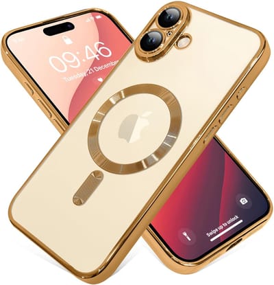 Telefoonhoesje Geschikt voor iPhone 16 – Siliconen Hoes met Chroom – Compatibel met MagSafe – Geïntegreerde Camerabescherming – Goud – FuturiQ