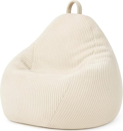 Zitzak XXL - Poef Ribfluweel - Ontspannen Zitten - Afneembare hoes - 120 x 100 cm - Off-white
