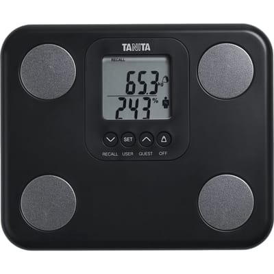 TANITA® Lichaamsanalyse Weegschaal - Reisformaat & Digitaal - Japanse Kwaliteit - Slimme Digitale Personenweegschaal - Compact Formaat - BC-730 Zwart