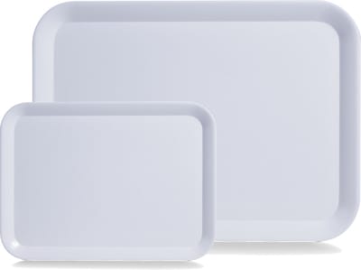 Dienblad - set 2x - rechthoek - wit - kunststof - 24 x 18 cm en 44 x 32 cm