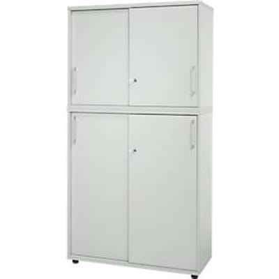 Schäfer Shop  Genius Kastcombinatie TETRIS WOOD, met 5 ordnerhoogtes, ruimte voor 60 standaard ordners, lichtgrijs