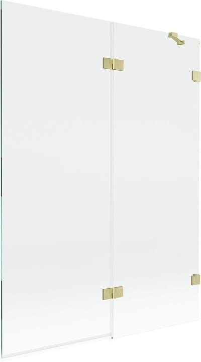 Mexen Lunar badwand 2-delig rechts 130 x 150 , transparant, goud geborsteld - 897-130-100-55-00-P