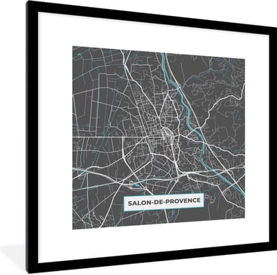 Fotolijst incl. Poster - Frankrijk - Salon-de-Provence - Plattegrond - Kaart - Stadskaart - 40x40 cm - Posterlijst