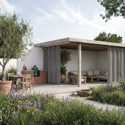 Buiten gordijn 220x137cm Cool grey overkapping en veranda