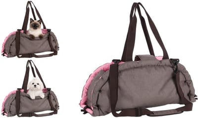 Draagtas hond – Draagtas kat – Flamingo Xenos Taupe – 62 x 26 x 28 cm – 2-in-1 draagtas & ligdeken - opbergvak – veiligheidsriem – reistas hond & reistas kat